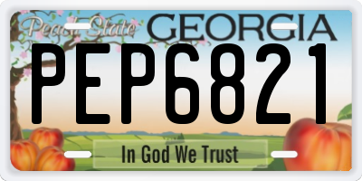 GA license plate PEP6821