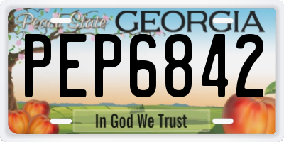 GA license plate PEP6842