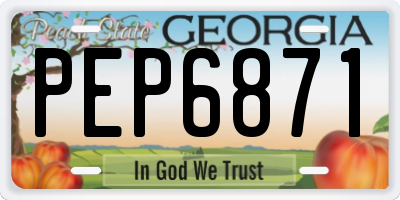 GA license plate PEP6871