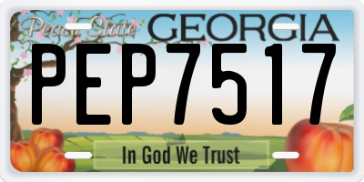 GA license plate PEP7517