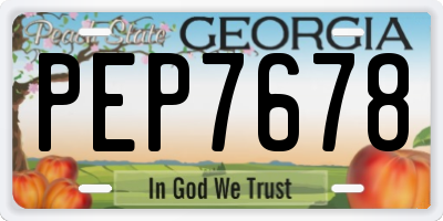 GA license plate PEP7678