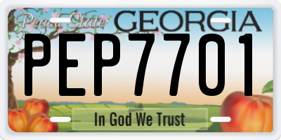 GA license plate PEP7701
