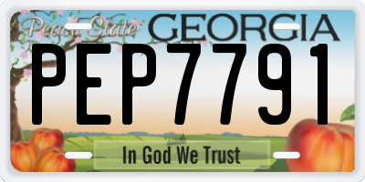 GA license plate PEP7791