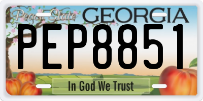 GA license plate PEP8851