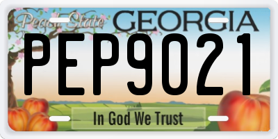 GA license plate PEP9021