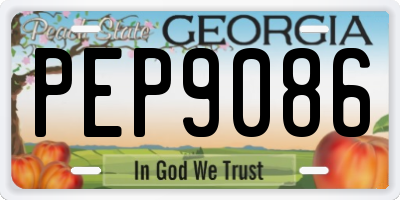 GA license plate PEP9086