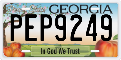 GA license plate PEP9249