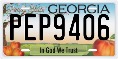 GA license plate PEP9406