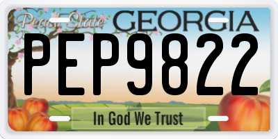 GA license plate PEP9822