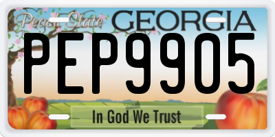 GA license plate PEP9905