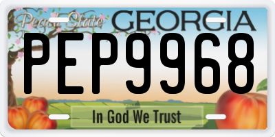 GA license plate PEP9968