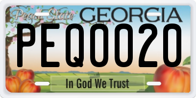 GA license plate PEQ0020