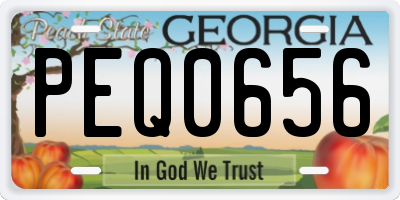 GA license plate PEQ0656
