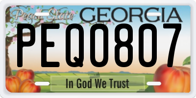 GA license plate PEQ0807