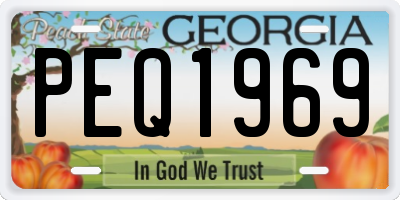 GA license plate PEQ1969