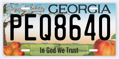 GA license plate PEQ8640
