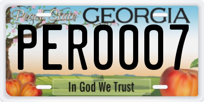 GA license plate PER0007