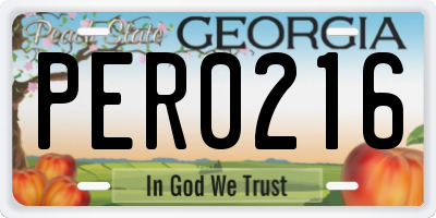 GA license plate PER0216