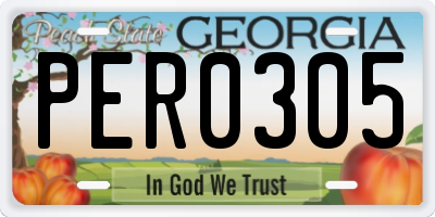 GA license plate PER0305