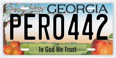 GA license plate PER0442
