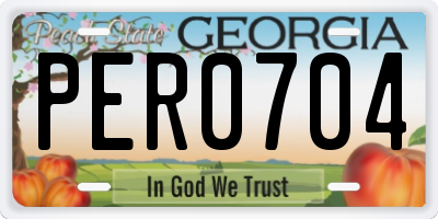 GA license plate PER0704