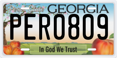 GA license plate PER0809
