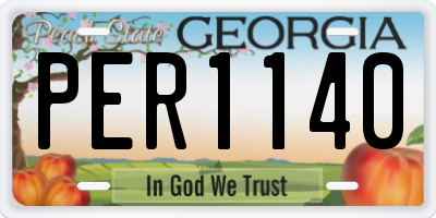GA license plate PER1140
