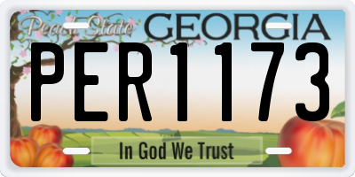 GA license plate PER1173