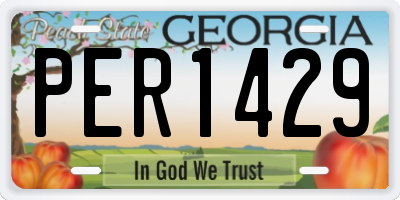 GA license plate PER1429