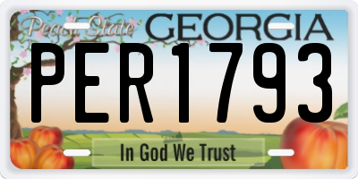 GA license plate PER1793