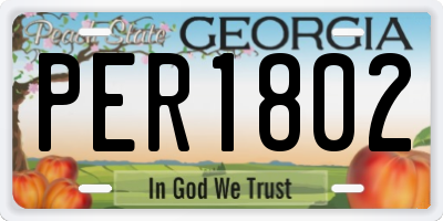 GA license plate PER1802