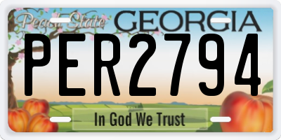 GA license plate PER2794