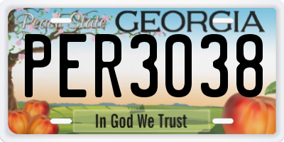 GA license plate PER3038