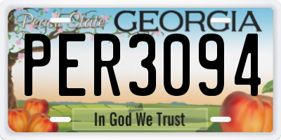 GA license plate PER3094