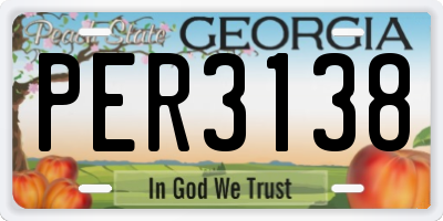 GA license plate PER3138