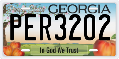 GA license plate PER3202
