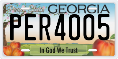 GA license plate PER4005