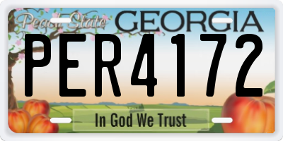 GA license plate PER4172
