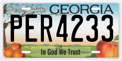 GA license plate PER4233