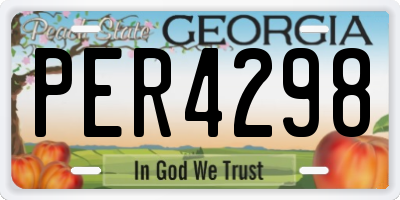 GA license plate PER4298
