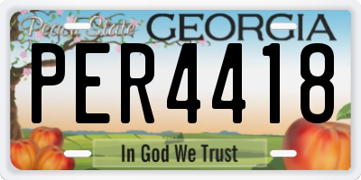 GA license plate PER4418