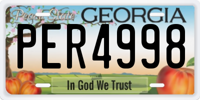 GA license plate PER4998