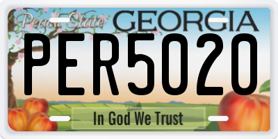 GA license plate PER5020