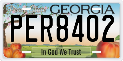 GA license plate PER8402