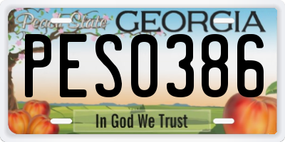 GA license plate PES0386