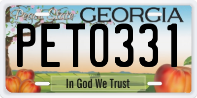 GA license plate PET0331