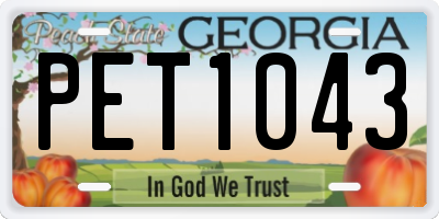 GA license plate PET1043