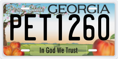GA license plate PET1260