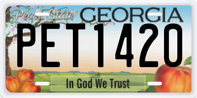 GA license plate PET1420