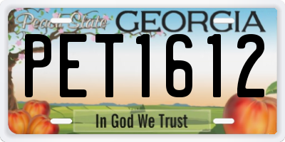 GA license plate PET1612